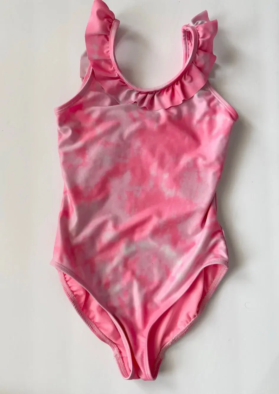 Gap Kids Pink Tie Dye Ruffle One Piece Swimsuit Size L 10 12